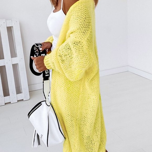 Marcia Longline Knitted Cardigan-Yellow - Picture 5 of 5